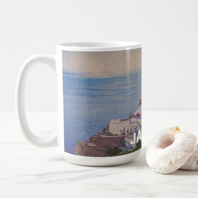 Café Taza personalizada de Santorini Grecia (Con donut)