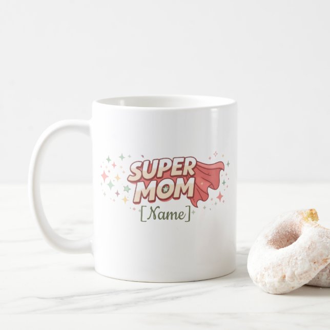 Café Taza personalizada de Super Mamá Comic (Con donut)
