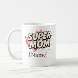 Café Taza personalizada de Super Mamá estilo cómic