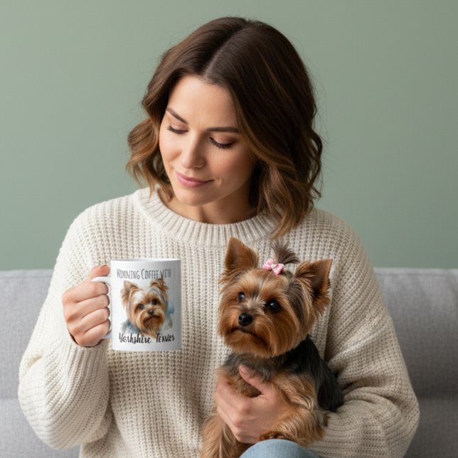 Café Taza personalizada de terrier de Yorkshire marrón  (Subido por el creador)