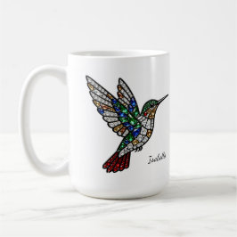 Café Taza personalizada de vidrio tintado con colibrí