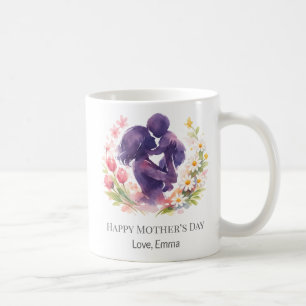 Café Taza personalizada del Día de la Madre con flores