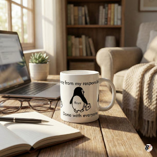 Café Taza Personalizada Divertida de Pingüino 'He Termi