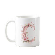 Taza personalizada Floral Carta C Flor de Cerezo