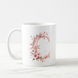Café Taza personalizada Floral Carta C Flor de Cerezo
