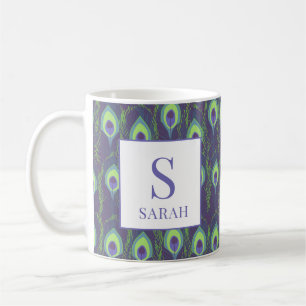 Café Taza personalizada inicial de color verde lima índ