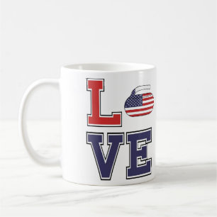 Café Taza Personalizada LOVE el Deporte de Curling USA