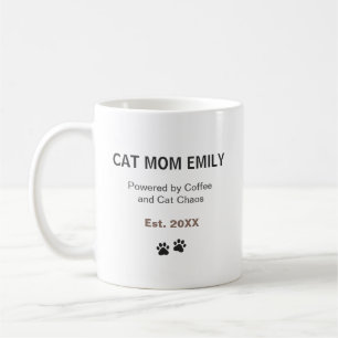 Café Taza Personalizada Mamá de Gato Divertida Nombre P
