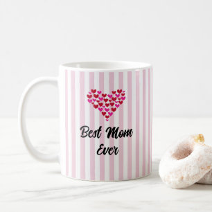 Café Taza Personalizada Mejor Mamá Rosa Franja de Coraz