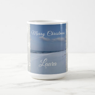 Café Taza Personalizada Navideña Copos de Nieve 
