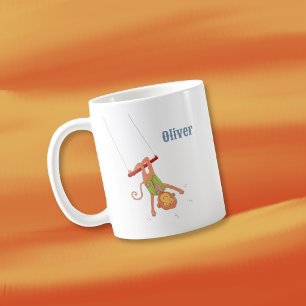 Café Taza personalizada para niños acróbata mono de cir