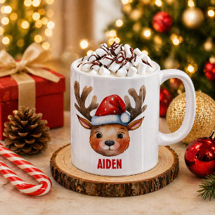 Café Taza personalizada para niños con cara de reno