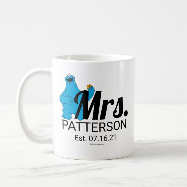 Café Taza personalizada para parejas de Cookie Monster (Izquierda)