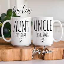 Taza personalizada para tía y tío, regalo de anunc