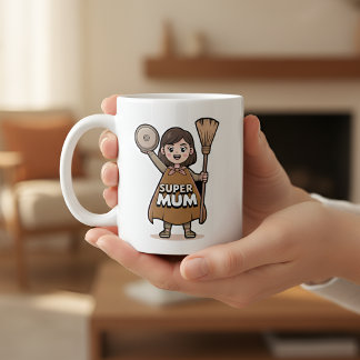 Café Taza Personalizada Super Mamá de Dibujos Animados