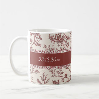 Café Taza Personalizada Toile De Jouy con Nombre y Fech