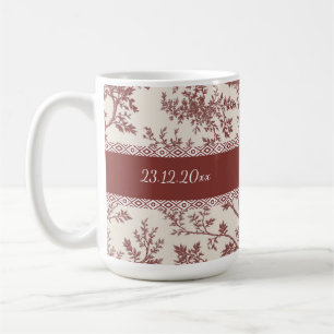 Café Taza Personalizada Toile De Jouy con Nombre y Fech