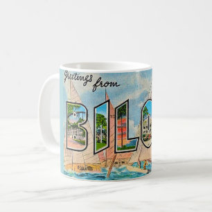 Café Taza postal antigua de Biloxi Miss Greetings