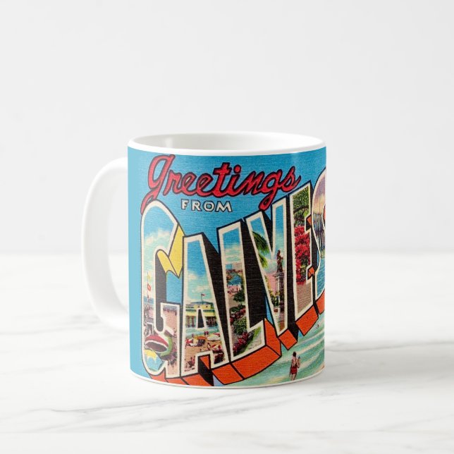 Café Taza postal de Galveston Texas (Anverso izquierdo)