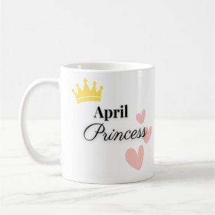 Café Taza Princesa de Abril – Diseño de Corona de Oro y