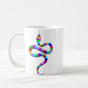 Café Taza psicodélica del arco iris de la serpiente