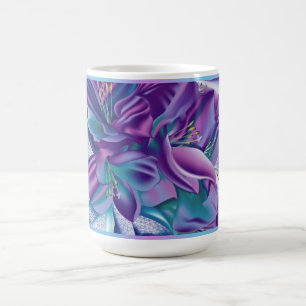 Café Taza púrpura del estampado de flores