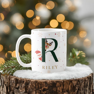 Café Taza R de monograma de Navidad personalizada