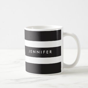Café Taza rayada negra y blanca de encargo