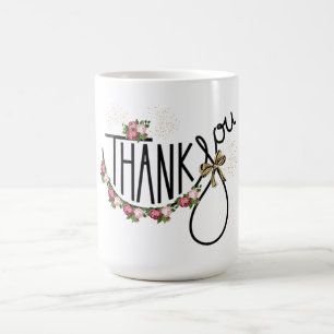 Café Taza Remerciez avec bouquet de fleur