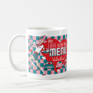 Café Taza retra de la tarjeta del día de San Valentín
