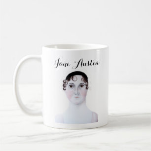 Café Taza retrato acuarela de Jane Austen