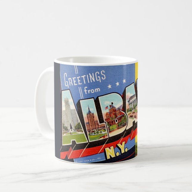 Café Taza retro de Albany Nueva York (Anverso izquierdo)