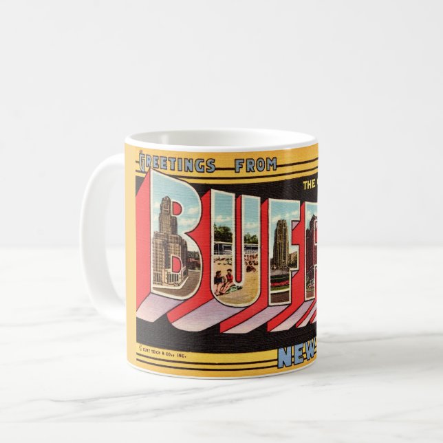 Café Taza Retro de Búfalo Nueva York (Anverso izquierdo)