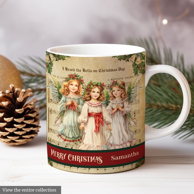 Café Taza Retro de Navidad Ángel Regalo para Ella Recue (Retro Christmas Mug Angel Gift for Her Keepsake)