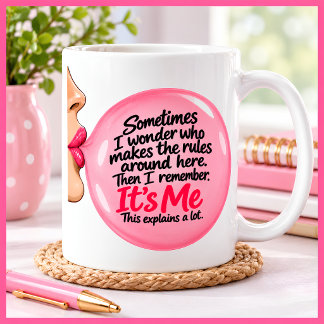 Café Taza Retro Personalizada de Chicle Rosa Divertida