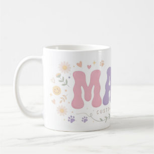Café Taza Retro Personalizada para Mamá con Nombres de 