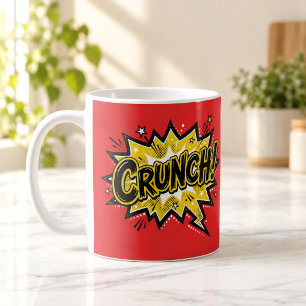 Café Taza roja de arte pop de cómic CRUNCH