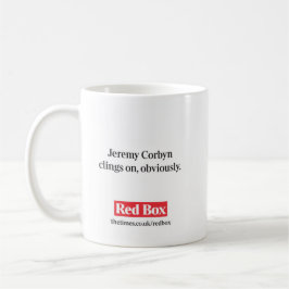 Café Taza roja de la caja - Jeremy Corbyn se aferra