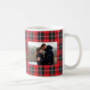 Café Taza roja de la foto de la tela escocesa del