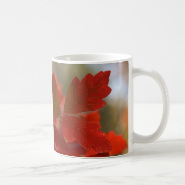 Café Taza roja de las hojas de otoño (Derecha)