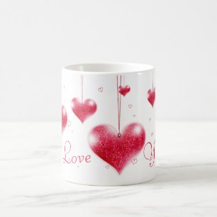 Café Taza roja del el día de San Valentín de los
