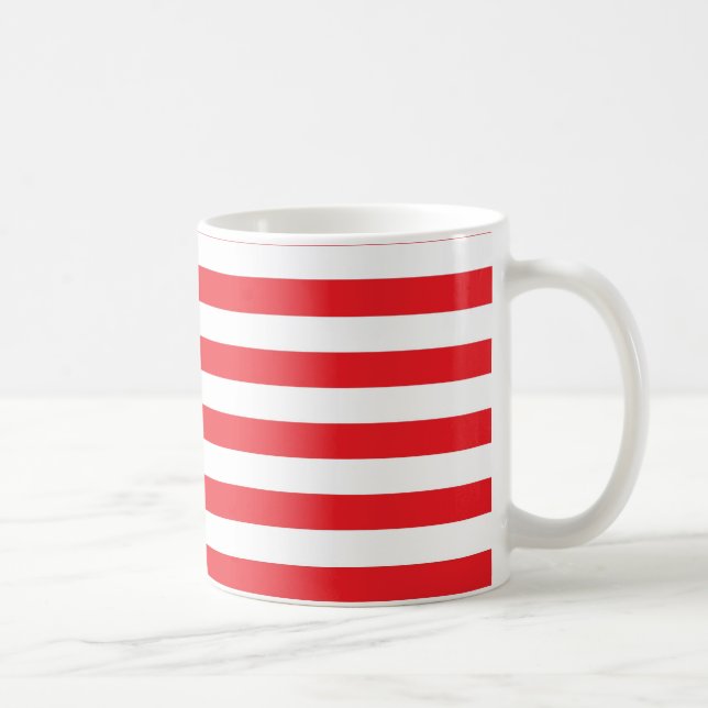 Café Taza roja y blanca de las rayas (Derecha)
