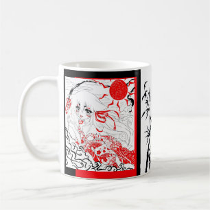 Café Taza roja y negra y de Whtie