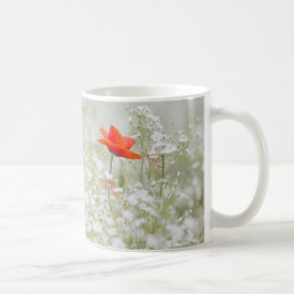 Café Taza romántica de la flor de la amapola de la