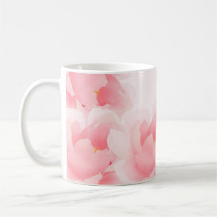 Café Taza rosa clara del Peony floral de la acuarela