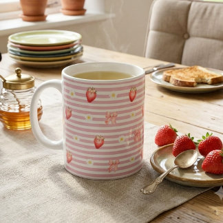 Café Taza rosa de fresa y margarita | Floral Coquette l