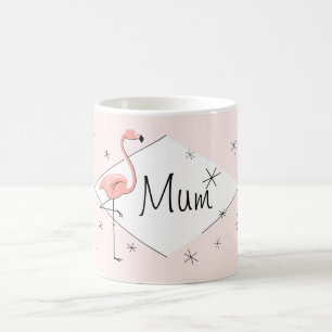 Café Taza rosada de la mamá del diamante del flamenco