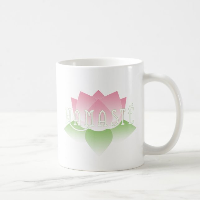 Café Taza rosada de la yoga de Namaste Lotus (Derecha)
