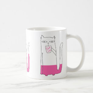 Café Taza rosada del gato de la ginebra