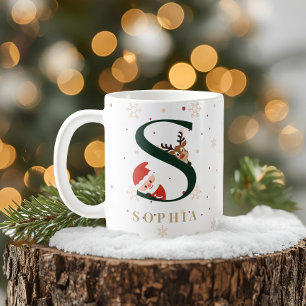 Café Taza S de Monograma de Navidad Personalizada